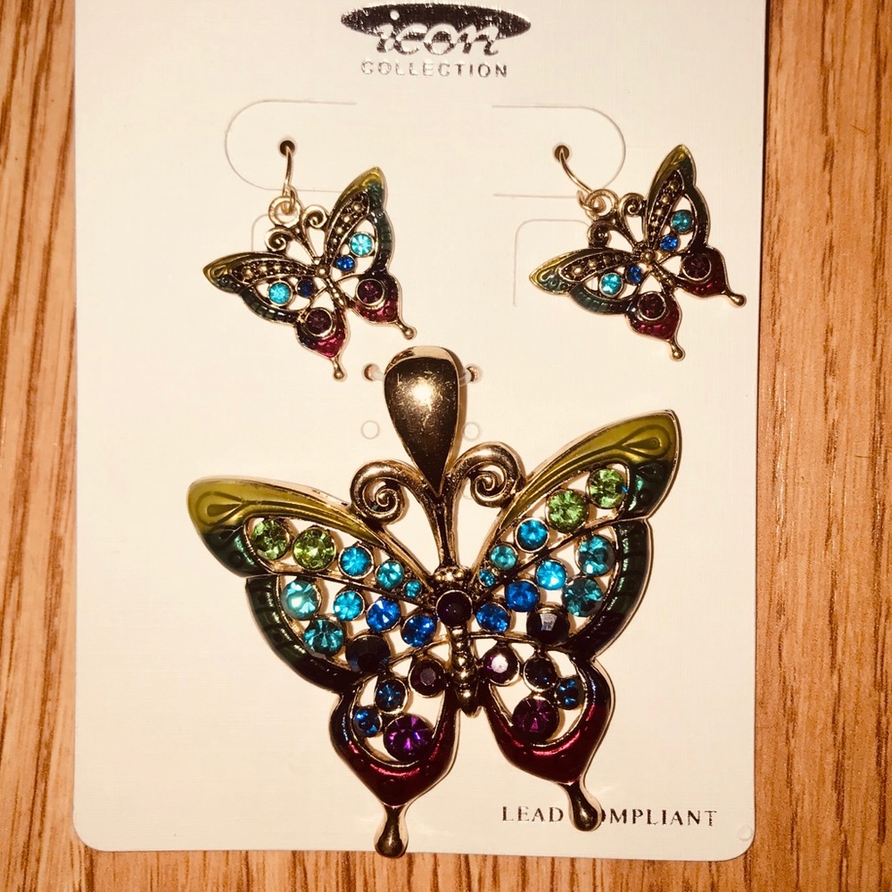 Icon Collection Butterfly Pendant & Earring Set
